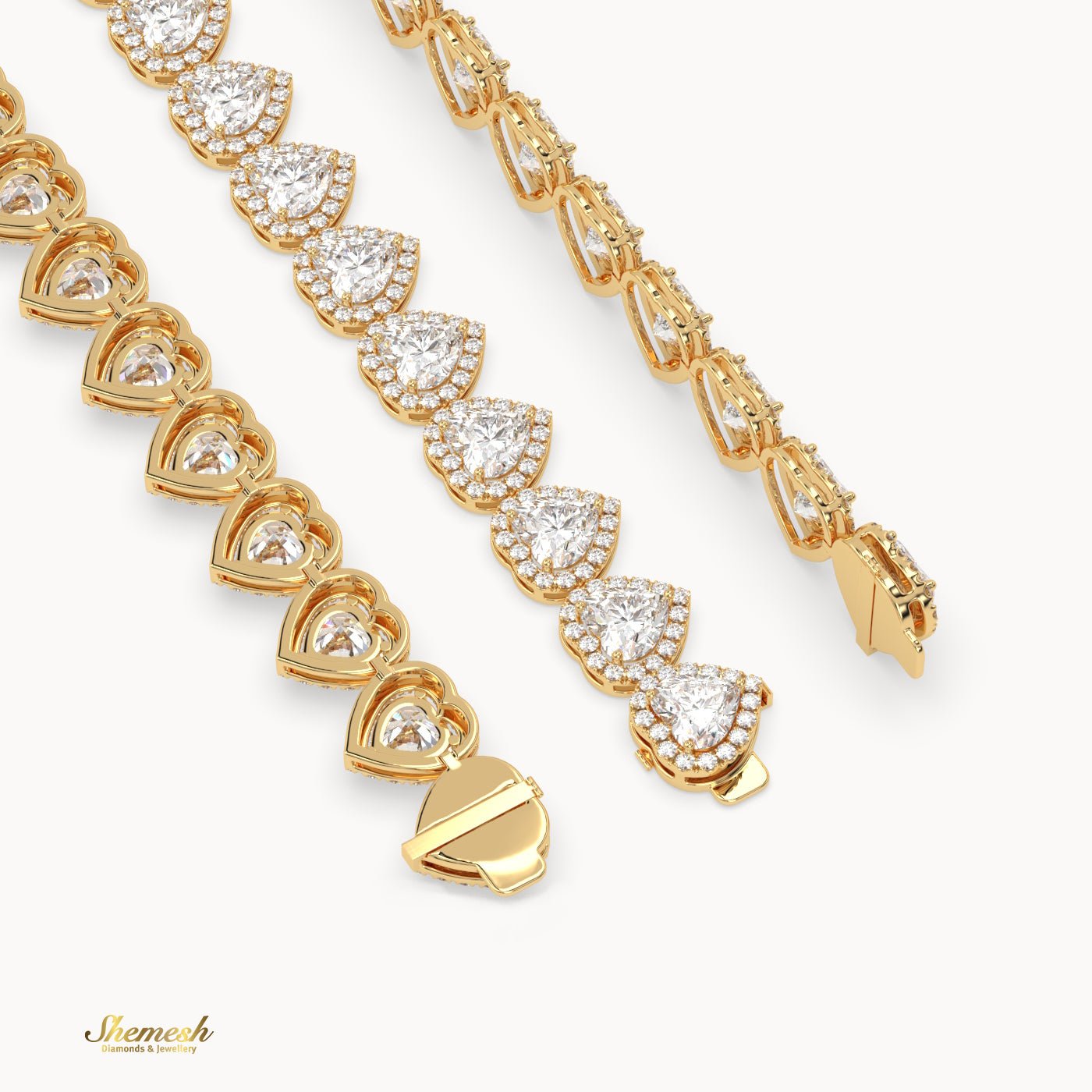 18K Gold Full Heart Diamond Halo Bracelet - shemesh_diamonds