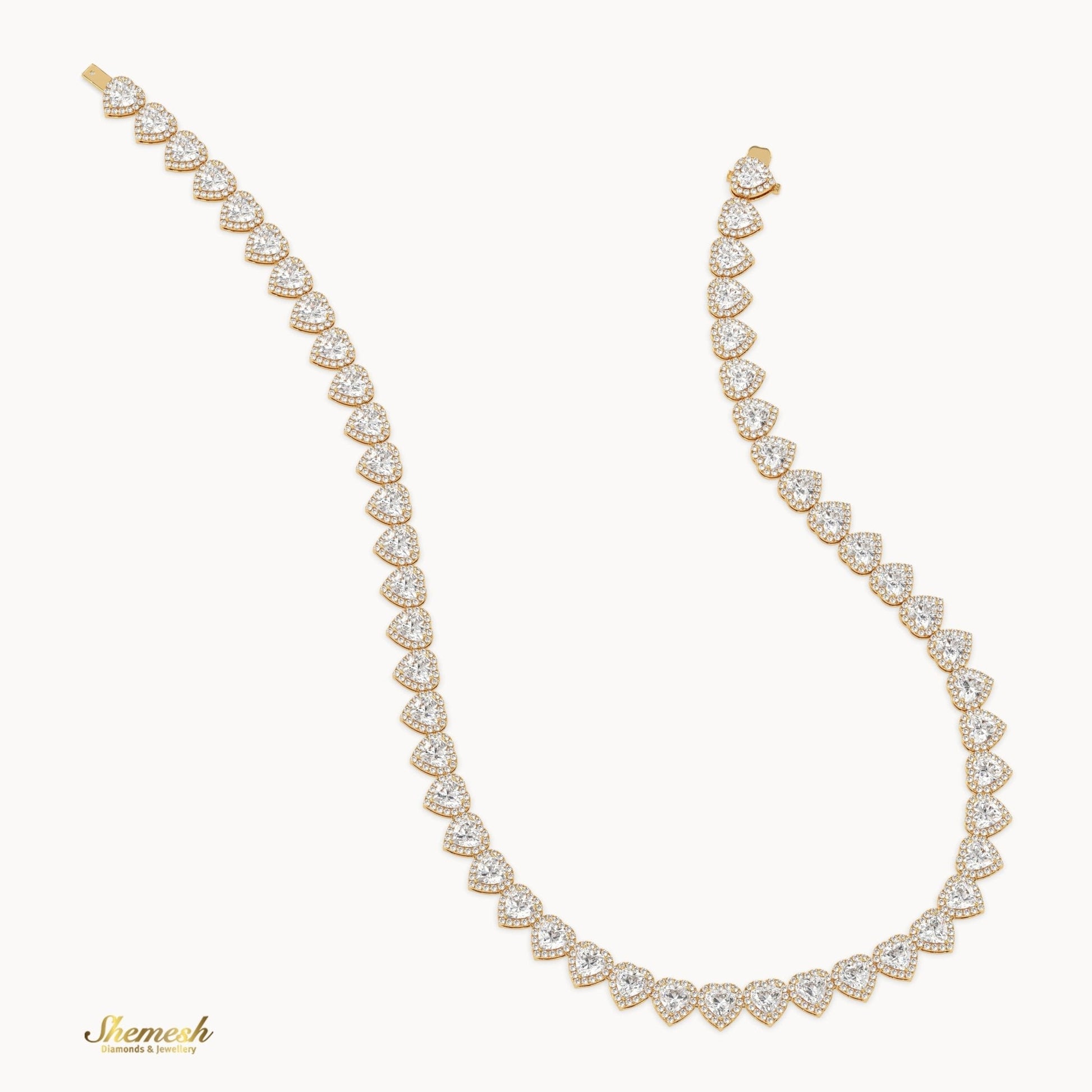 18K Gold Eternity Heart Shaped Diamond Necklace - shemesh_diamonds