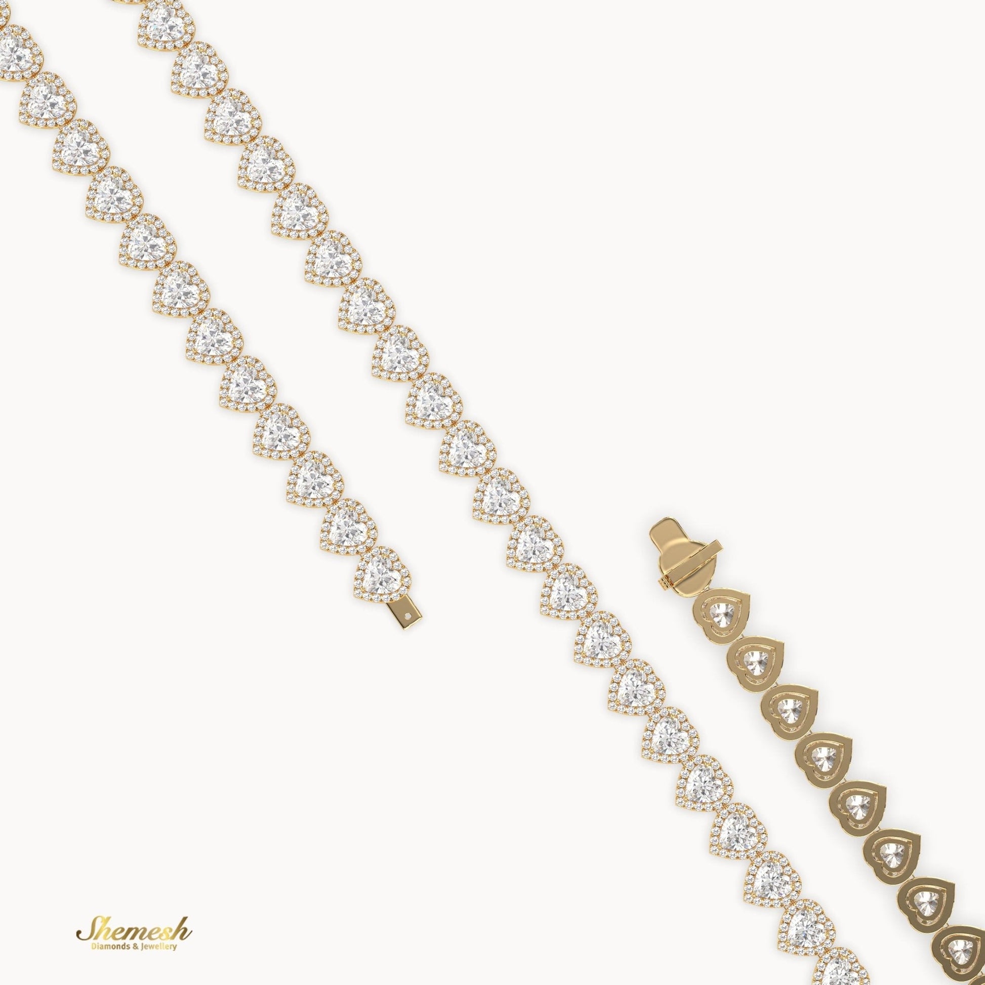 18K Gold Eternity Heart Shaped Diamond Necklace - shemesh_diamonds