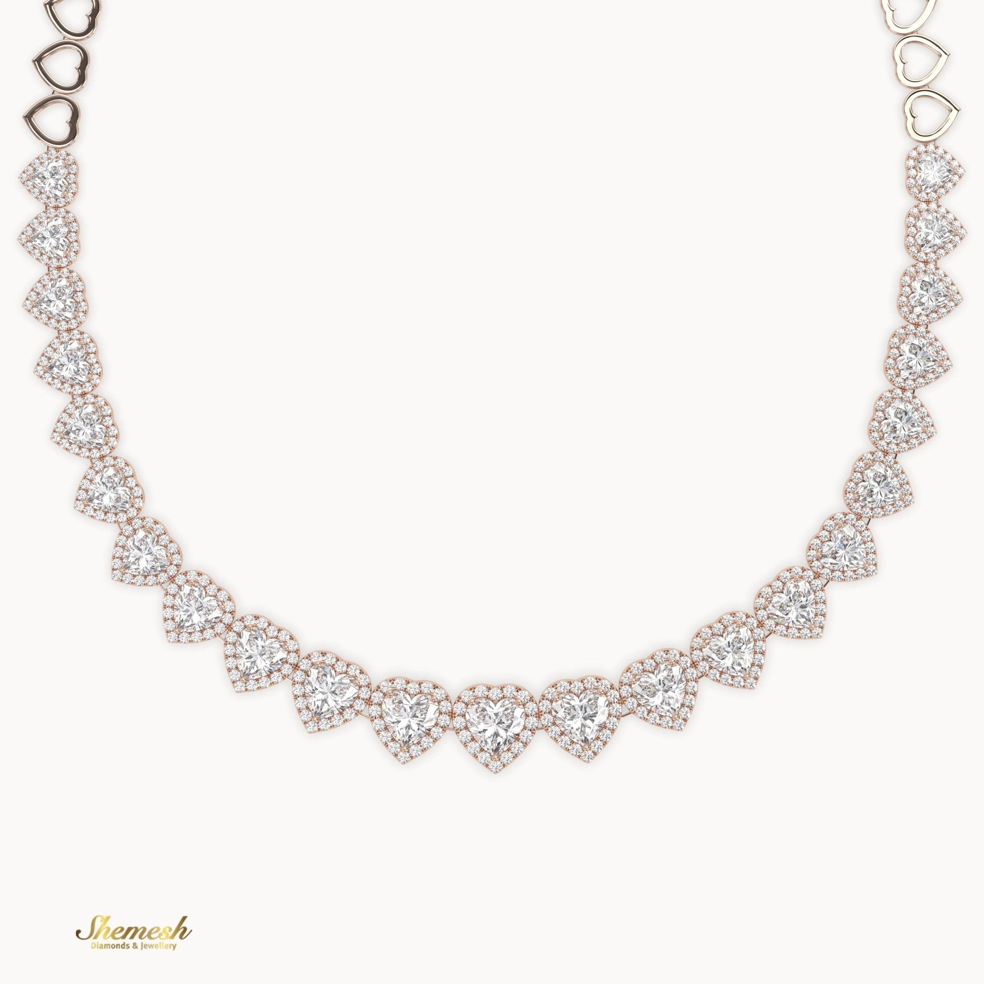 18K Gold Half Eternity Heart Shaped Diamond Necklace - shemesh_diamonds