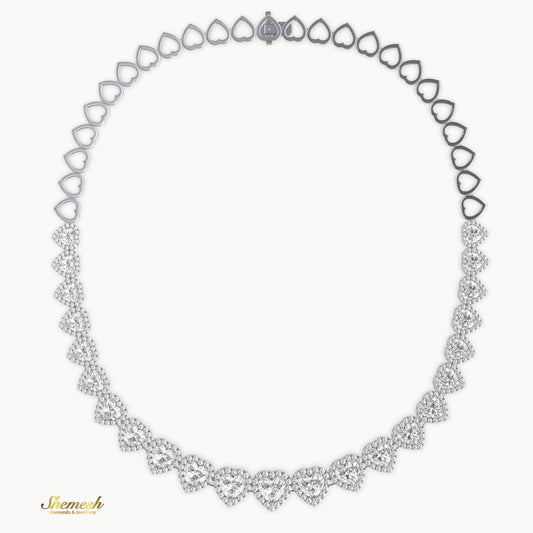 18K Gold Half Eternity Heart Shaped Diamond Necklace - shemesh_diamonds