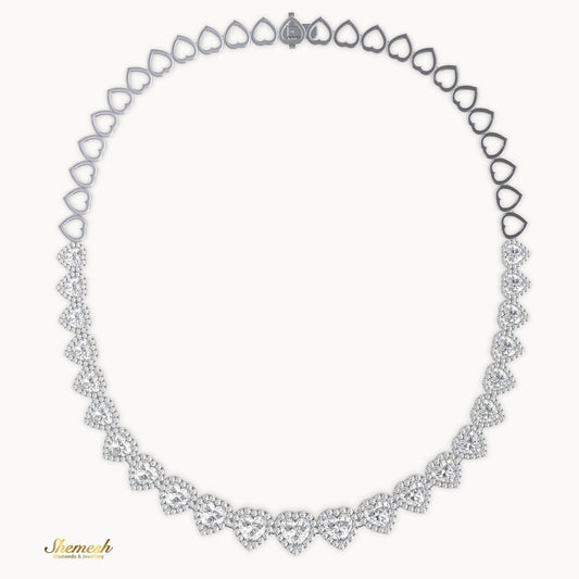 18K Gold Half Eternity Heart Shaped Diamond Necklace - shemesh_diamonds