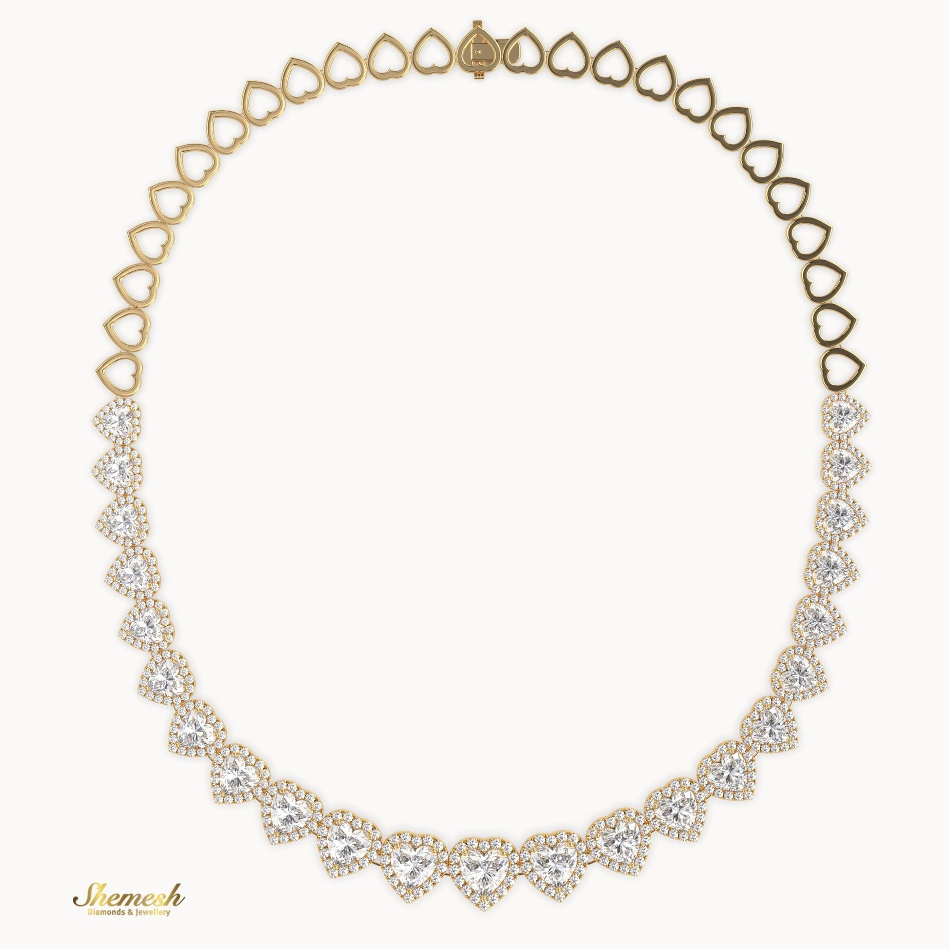 18K Gold Half Eternity Heart Shaped Diamond Necklace - shemesh_diamonds