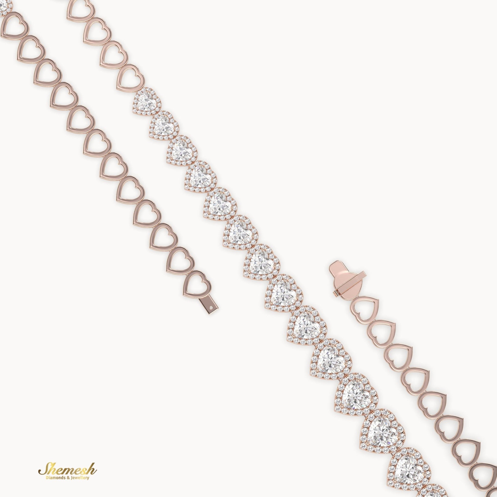 18K Gold Half Eternity Heart Shaped Diamond Necklace - shemesh_diamonds