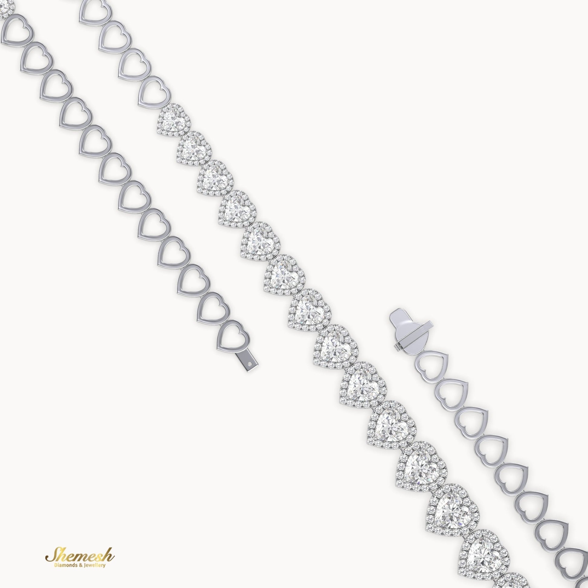 18K Gold Half Eternity Heart Shaped Diamond Necklace - shemesh_diamonds