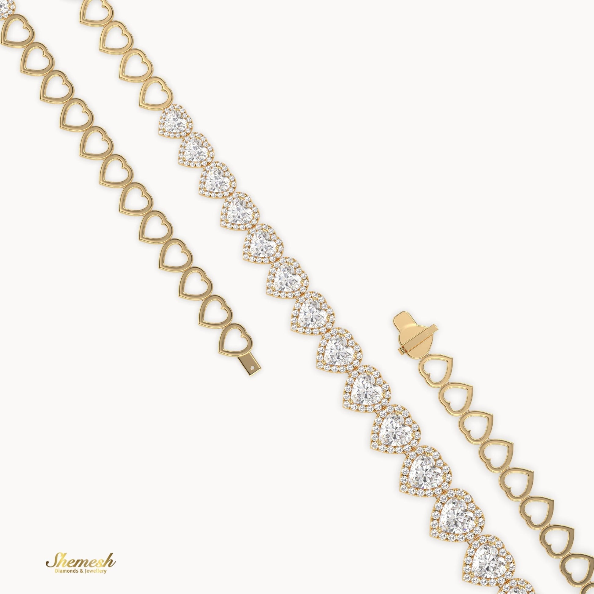 18K Gold Half Eternity Heart Shaped Diamond Necklace - shemesh_diamonds