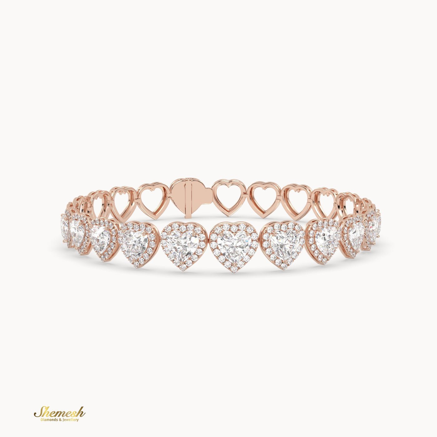 18K Gold Half Heart Diamond Halo Bracelet - shemesh_diamonds