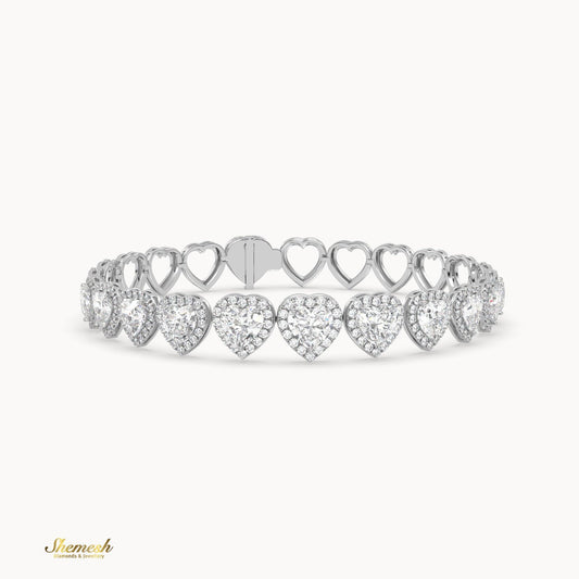 18K Gold Half Heart Diamond Halo Bracelet - shemesh_diamonds