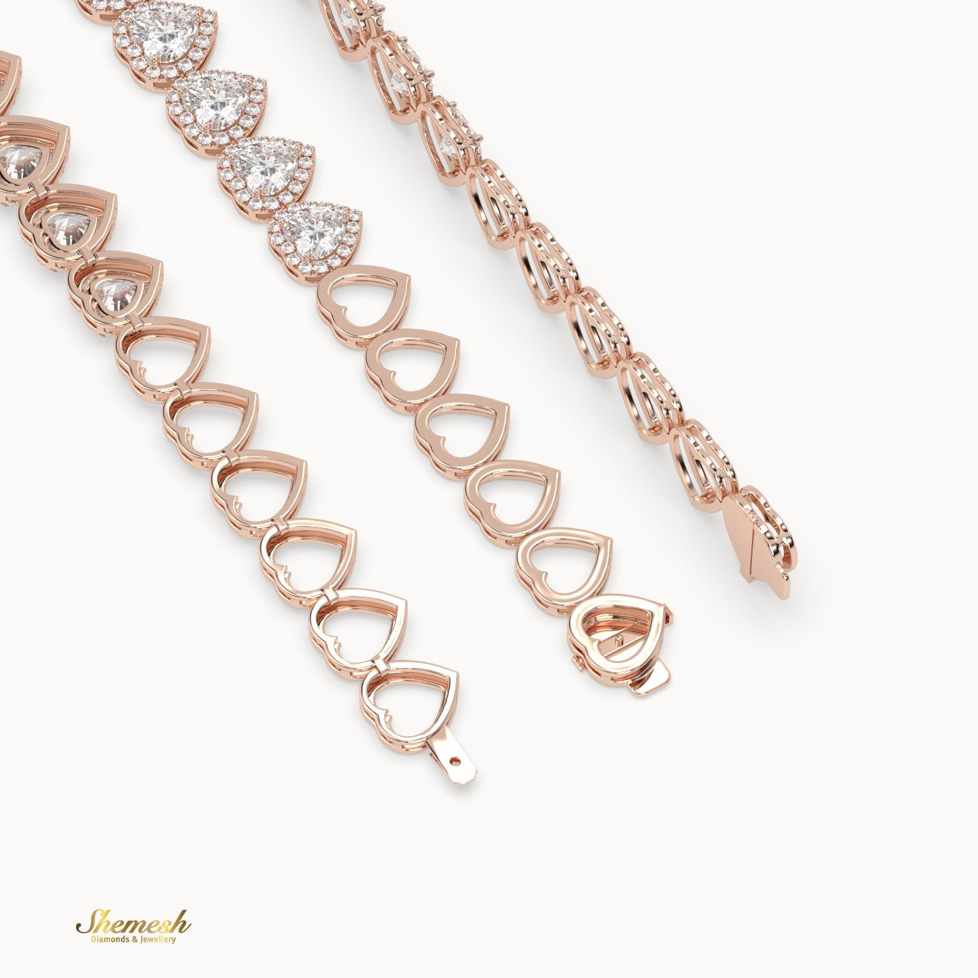 18K Gold Half Heart Diamond Halo Bracelet - shemesh_diamonds