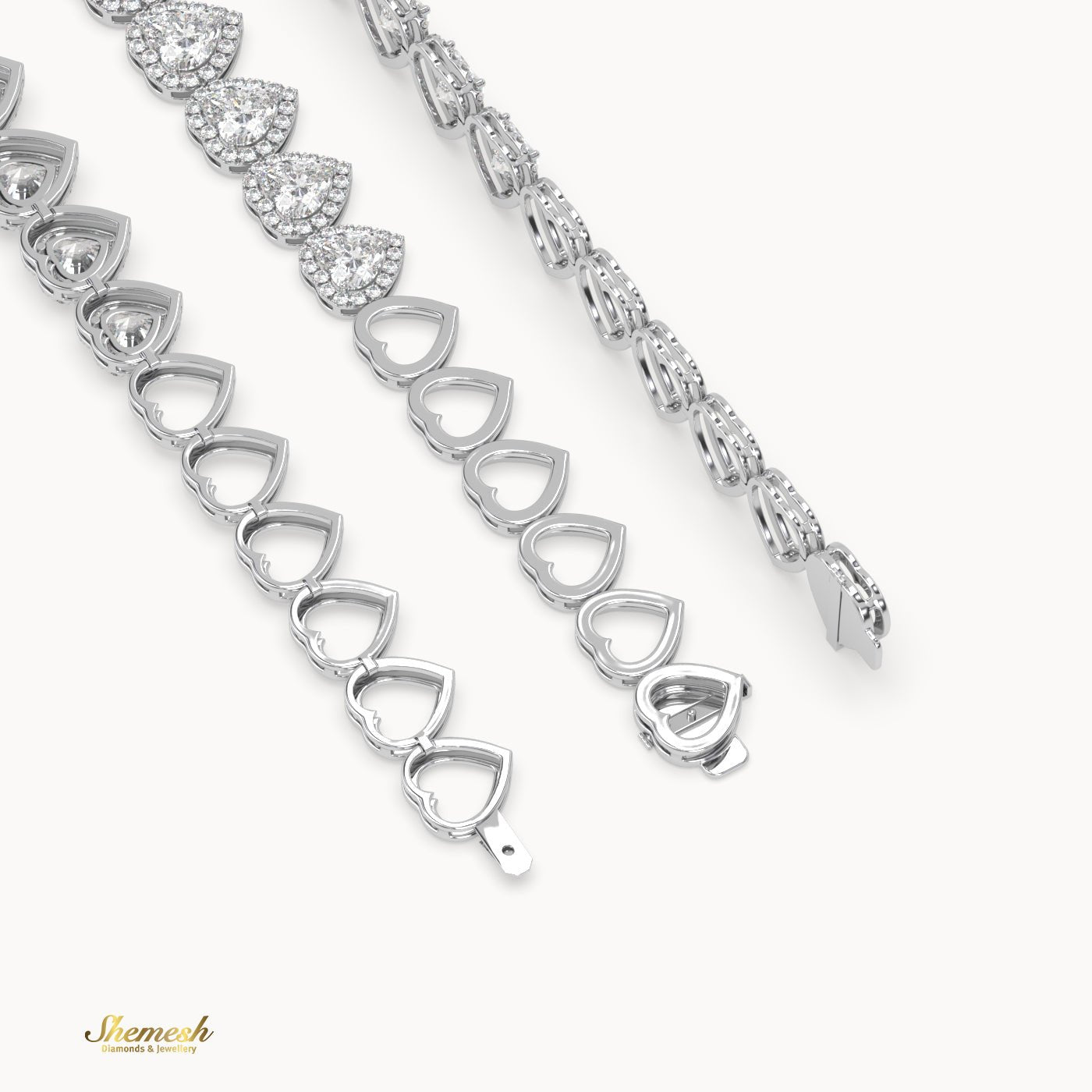 18K Gold Half Heart Diamond Halo Bracelet - shemesh_diamonds