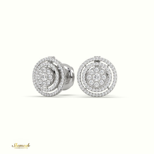 18K Round Gold Diamond Cluster Earrings - shemesh_diamonds