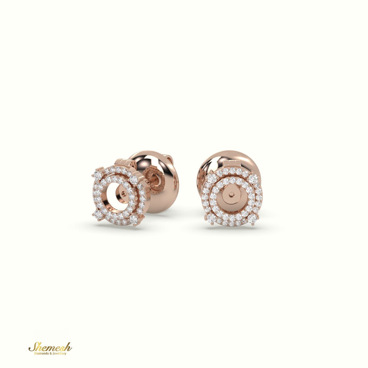 18K Gold Stunning Circle Hallow Diamond Earrings - shemesh_diamonds