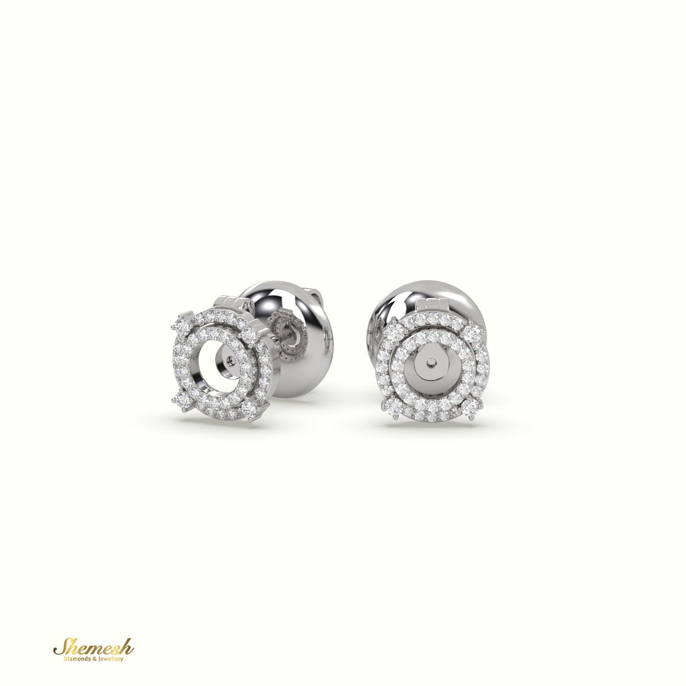 18K Gold Stunning Circle Hallow Diamond Earrings - shemesh_diamonds