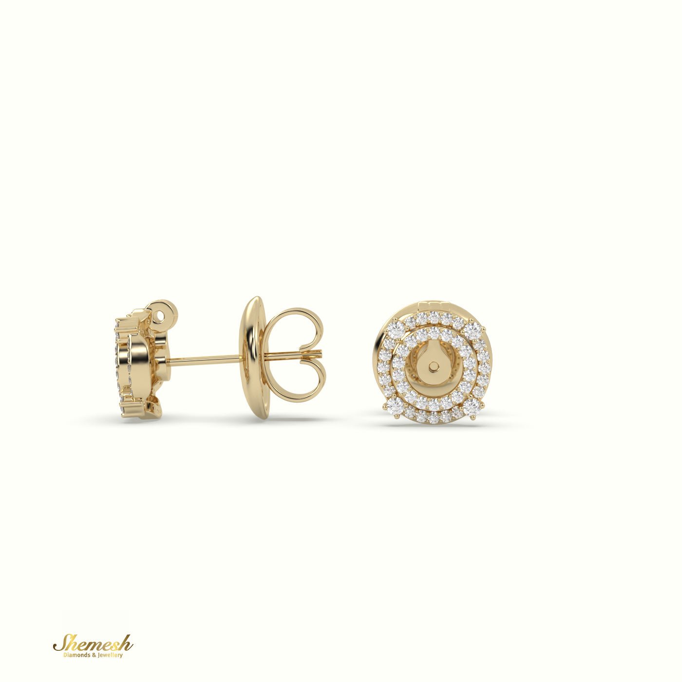 18K Gold Stunning Circle Hallow Diamond Earrings - shemesh_diamonds