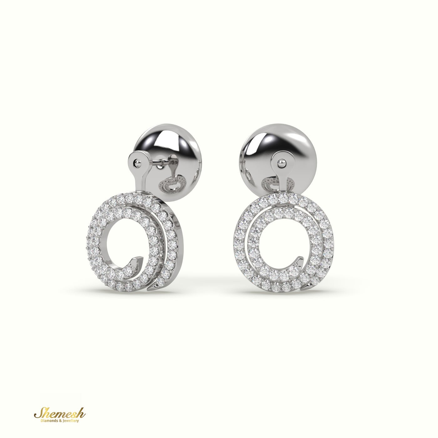 18K Gold Double Row Round Diamond Drop Earring Set - shemesh_diamonds