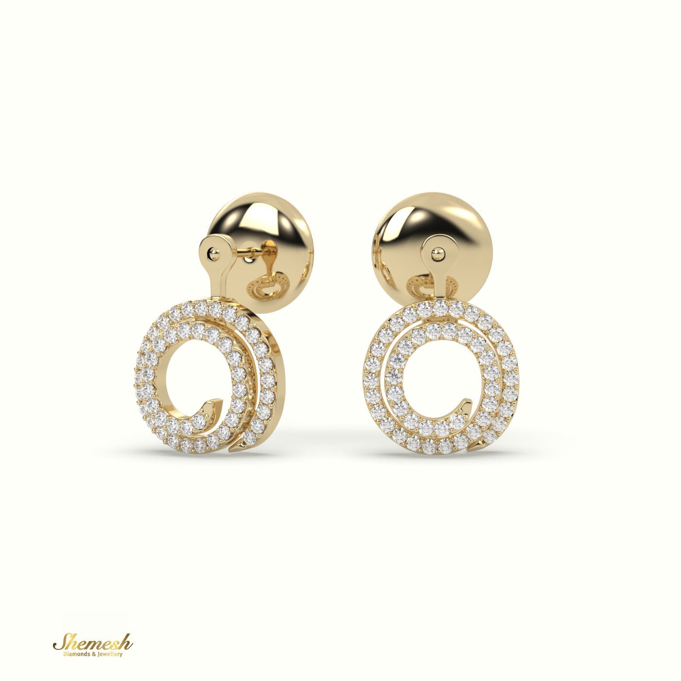 18K Gold Double Row Round Diamond Drop Earring Set - shemesh_diamonds