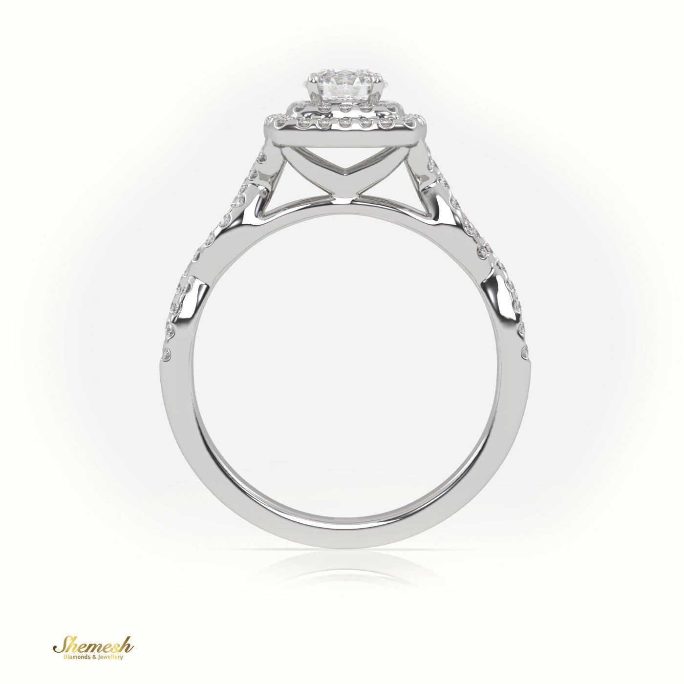 18K Gold Round Cut Double Halo Infinity Designer Engagement Ring - shemesh_diamonds