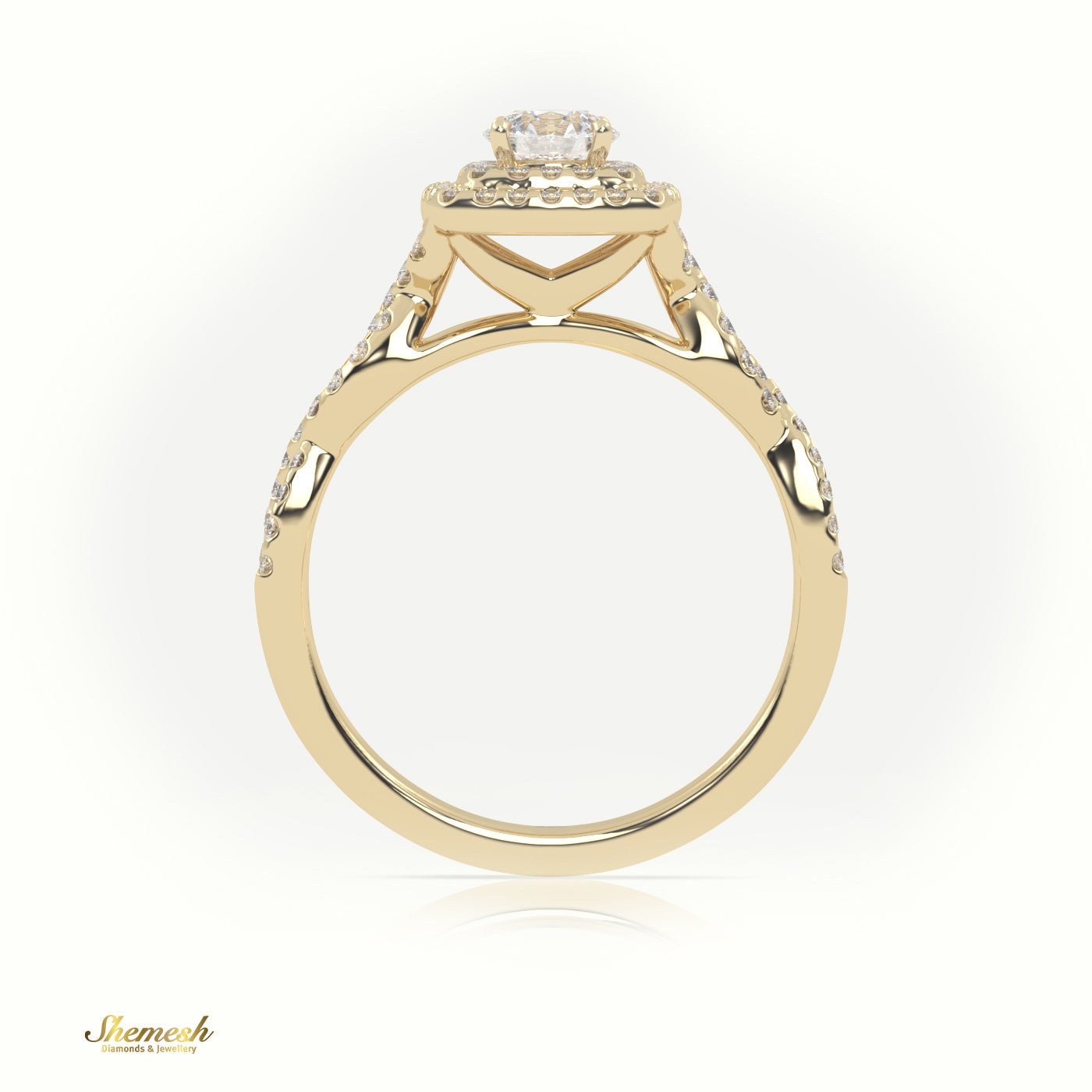 18K Gold Round Cut Double Halo Infinity Designer Engagement Ring - shemesh_diamonds