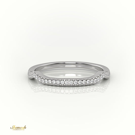 18K Gold Round Cut Diamond Scallop Setting Half Eternity Wedding Band - shemesh_diamonds