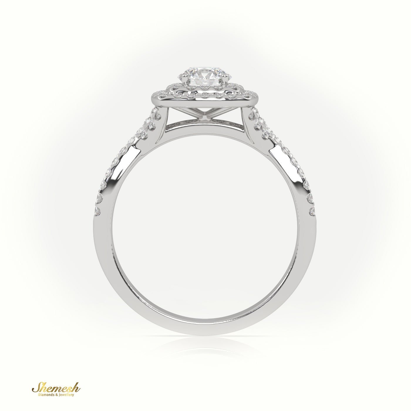 18K Gold Vintage Round Cut Diamond Double Halo Engagement Ring - shemesh_diamonds