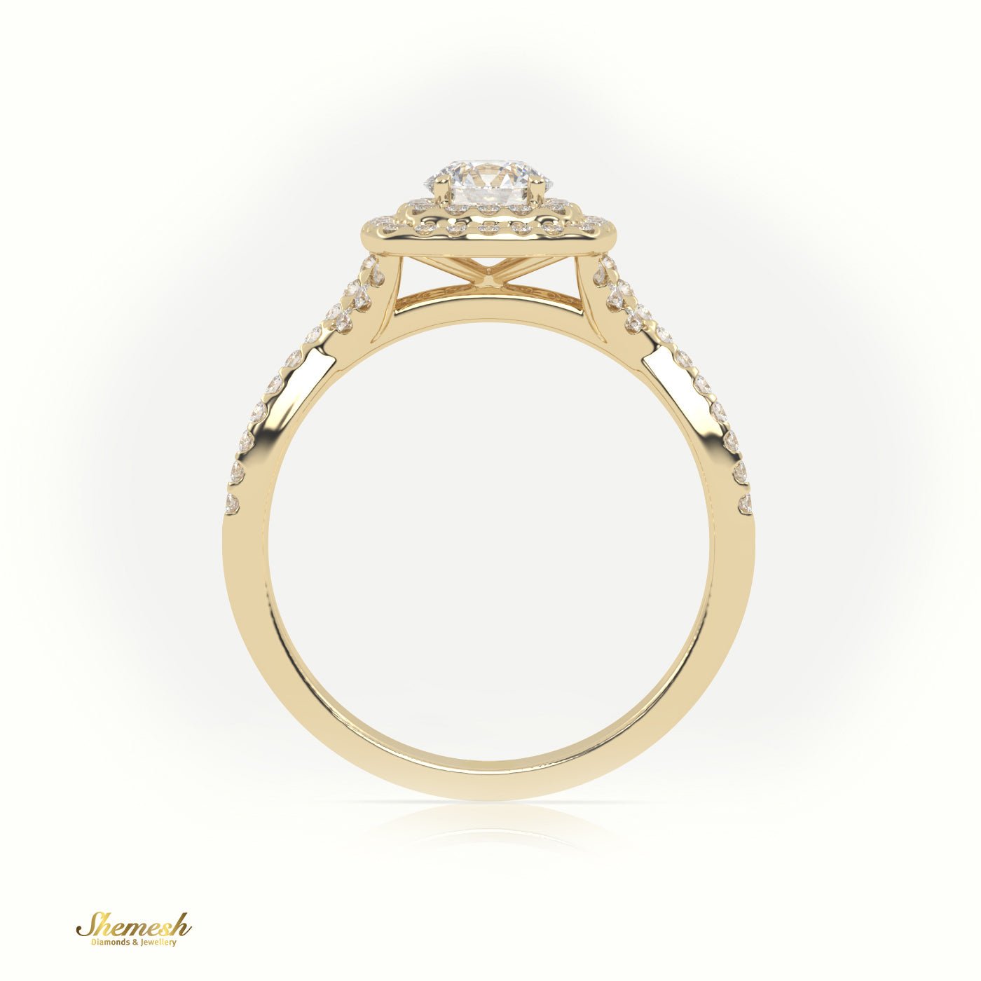 18K Gold Vintage Round Cut Diamond Double Halo Engagement Ring - shemesh_diamonds