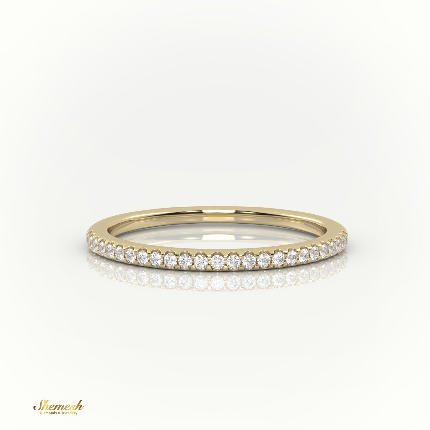 18K Gold Round Cut Diamond Scallop Set Half Eternity Band (Wedding Band) - shemesh_diamonds