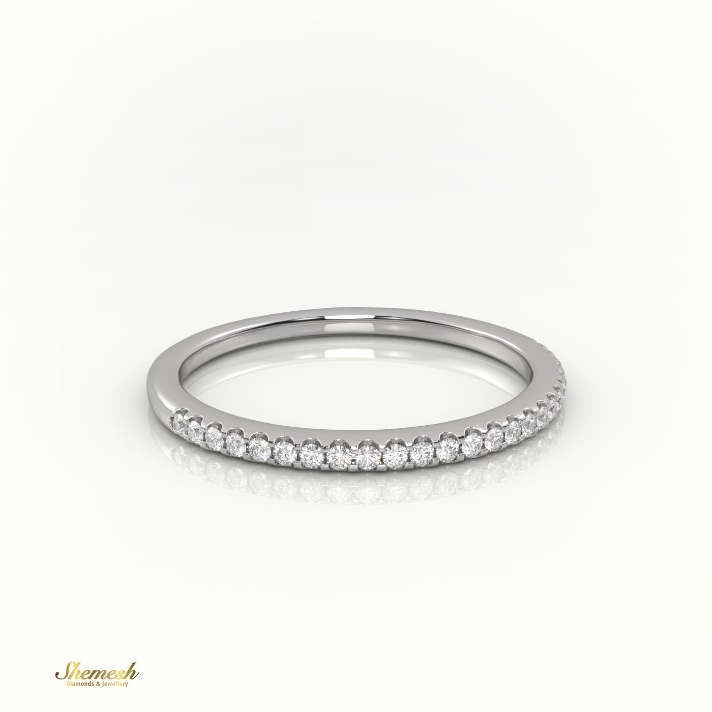 18K Gold Round Cut Diamond Scallop Set Half Eternity Band (Wedding Band) - shemesh_diamonds