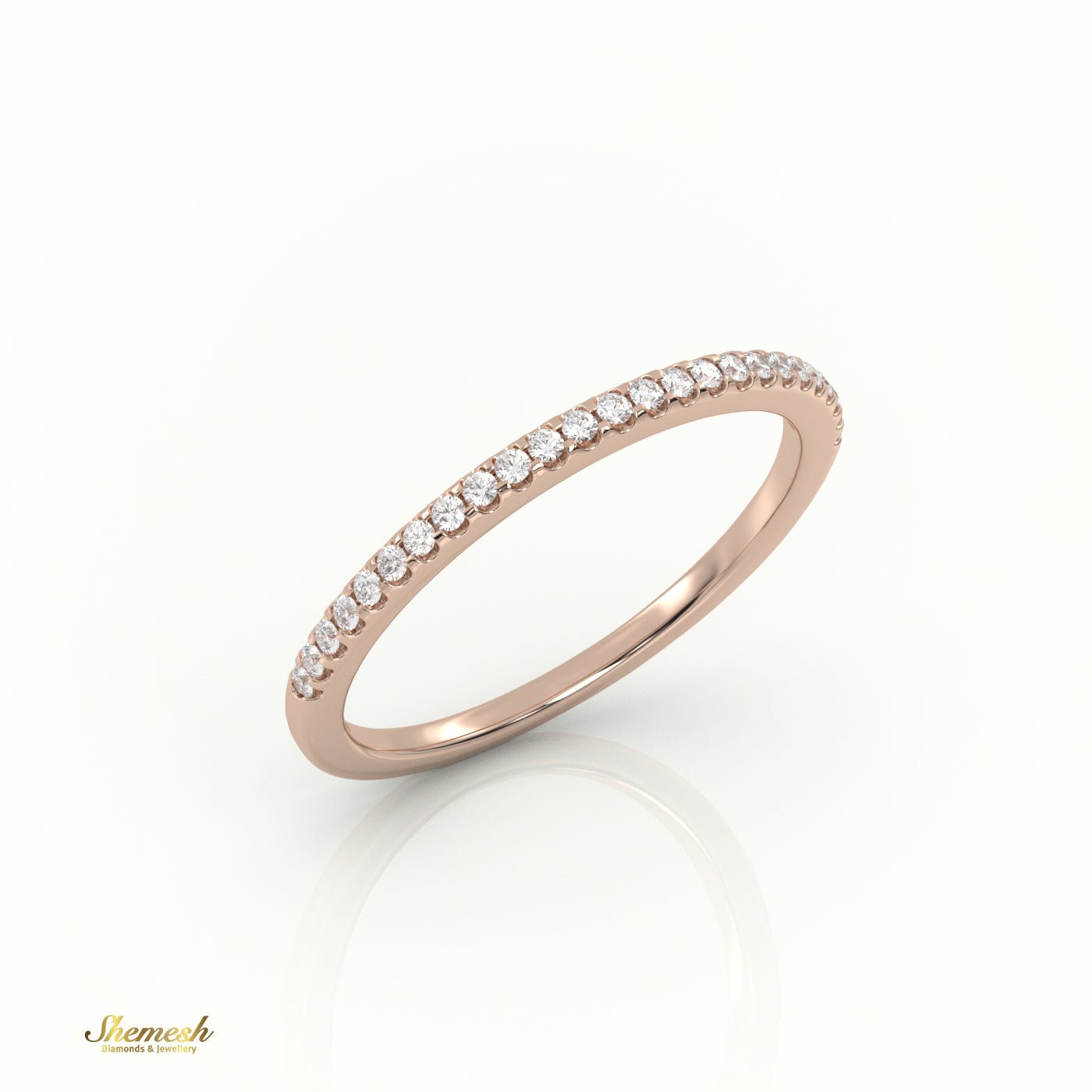 18K Gold Round Cut Diamond Scallop Set Half Eternity Band (Wedding Band) - shemesh_diamonds