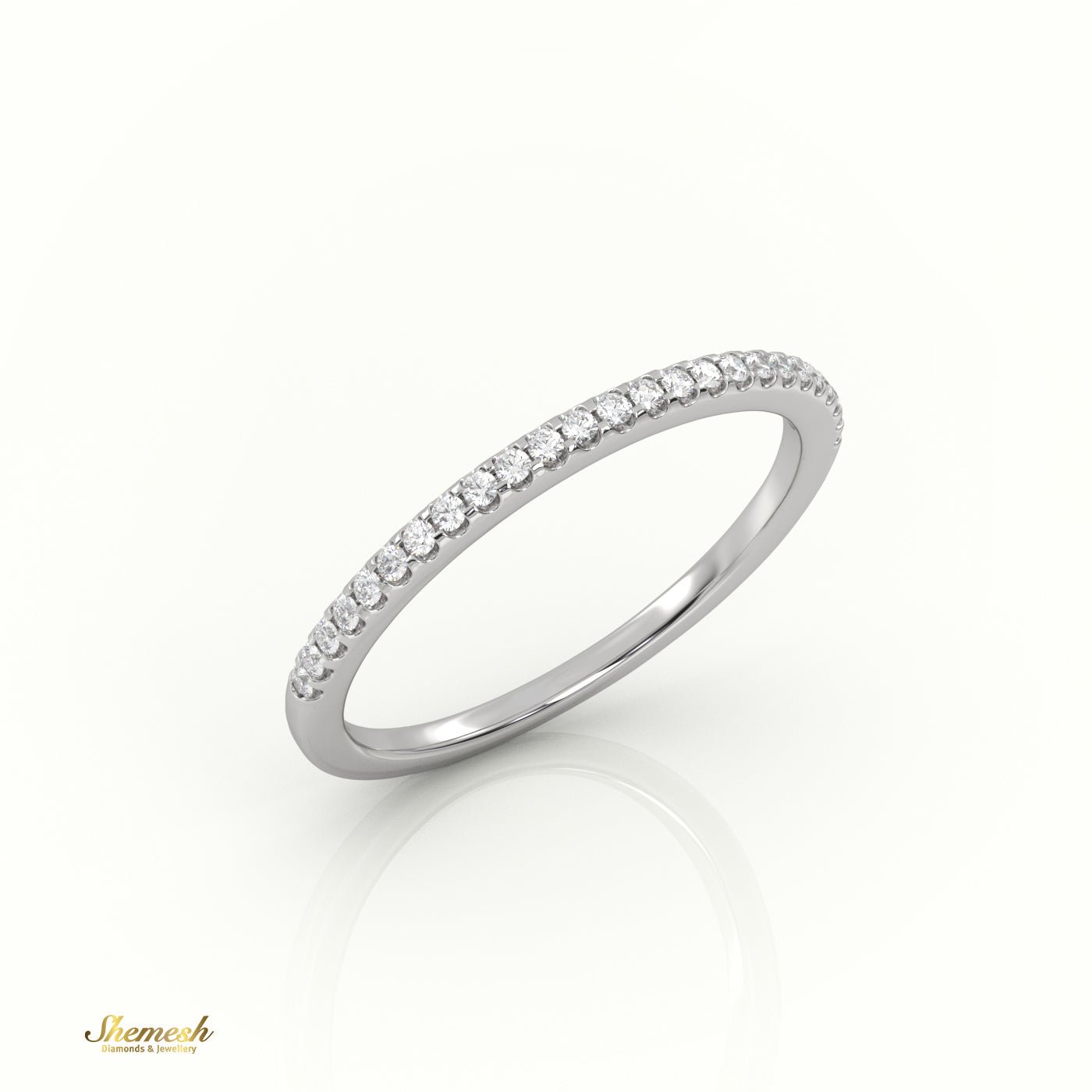 18K Gold Round Cut Diamond Scallop Set Half Eternity Band (Wedding Band) - shemesh_diamonds