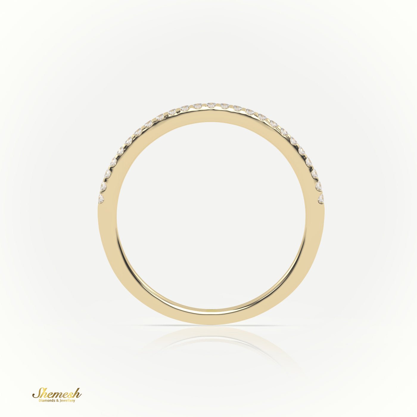 18K Gold Round Cut Diamond Scallop Set Half Eternity Band (Wedding Band) - shemesh_diamonds