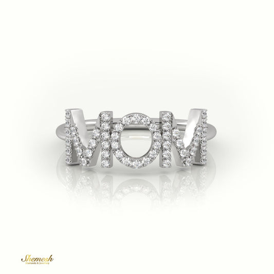 18K Gold Round Cut Diamonds "MOM" Ring - shemesh_diamonds