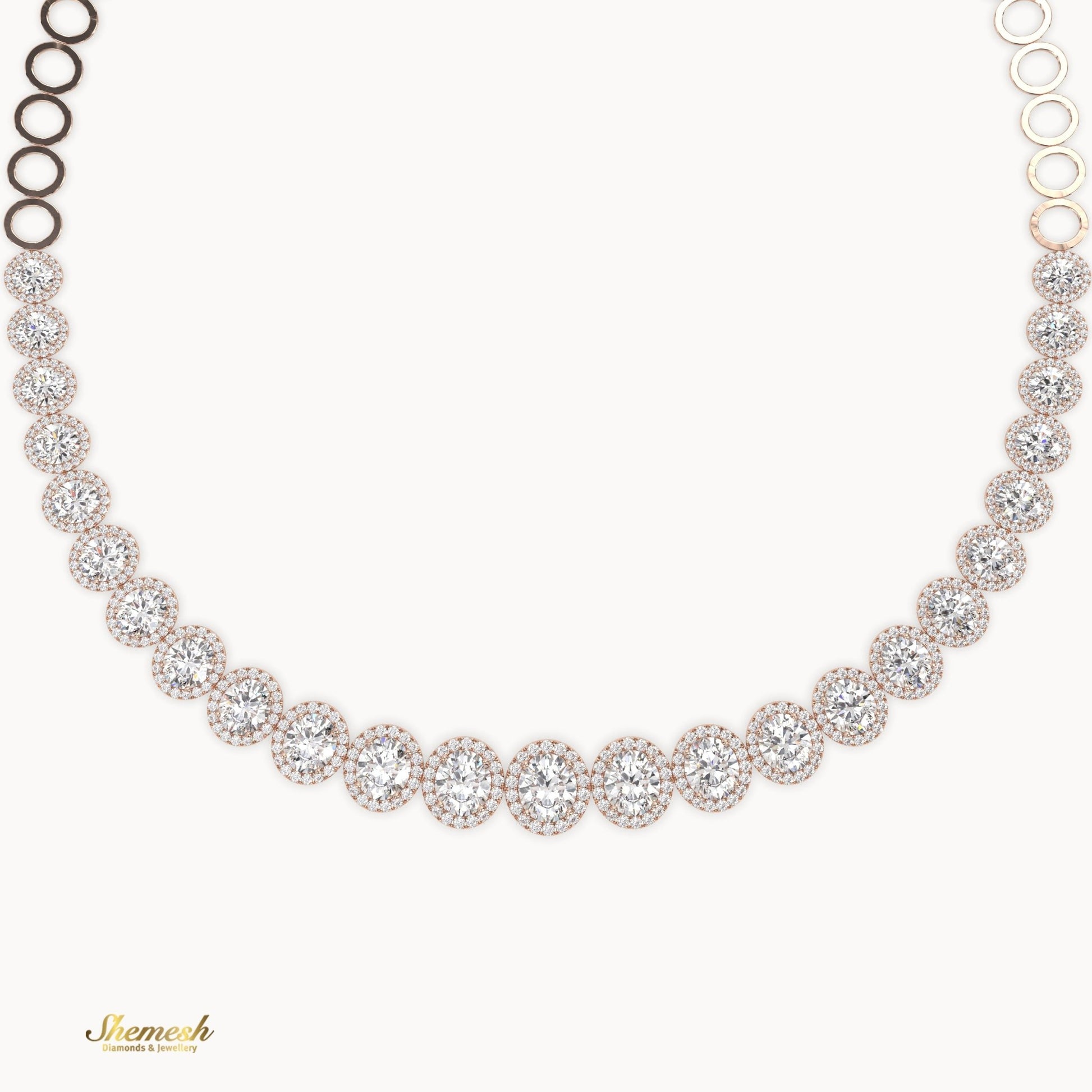 18K Gold Half Eternity Oval Diamond Necklace - shemesh_diamonds