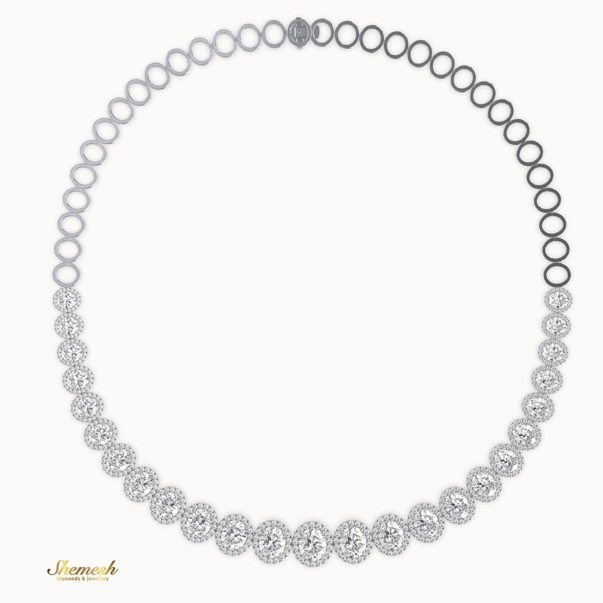 18K Gold Half Eternity Oval Diamond Necklace - shemesh_diamonds