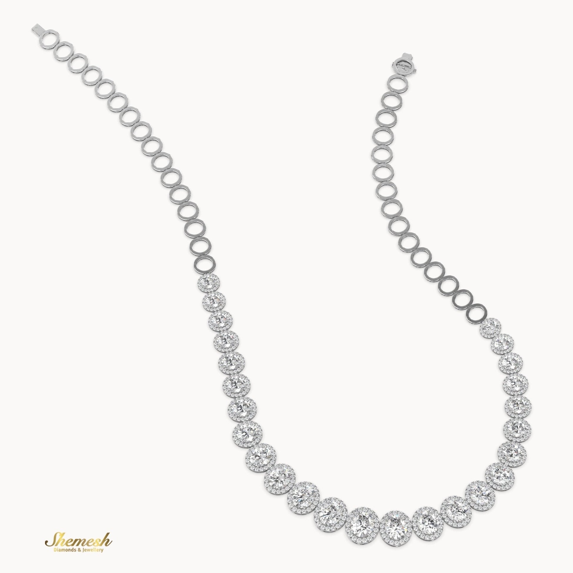 18K Gold Half Eternity Oval Diamond Necklace - shemesh_diamonds