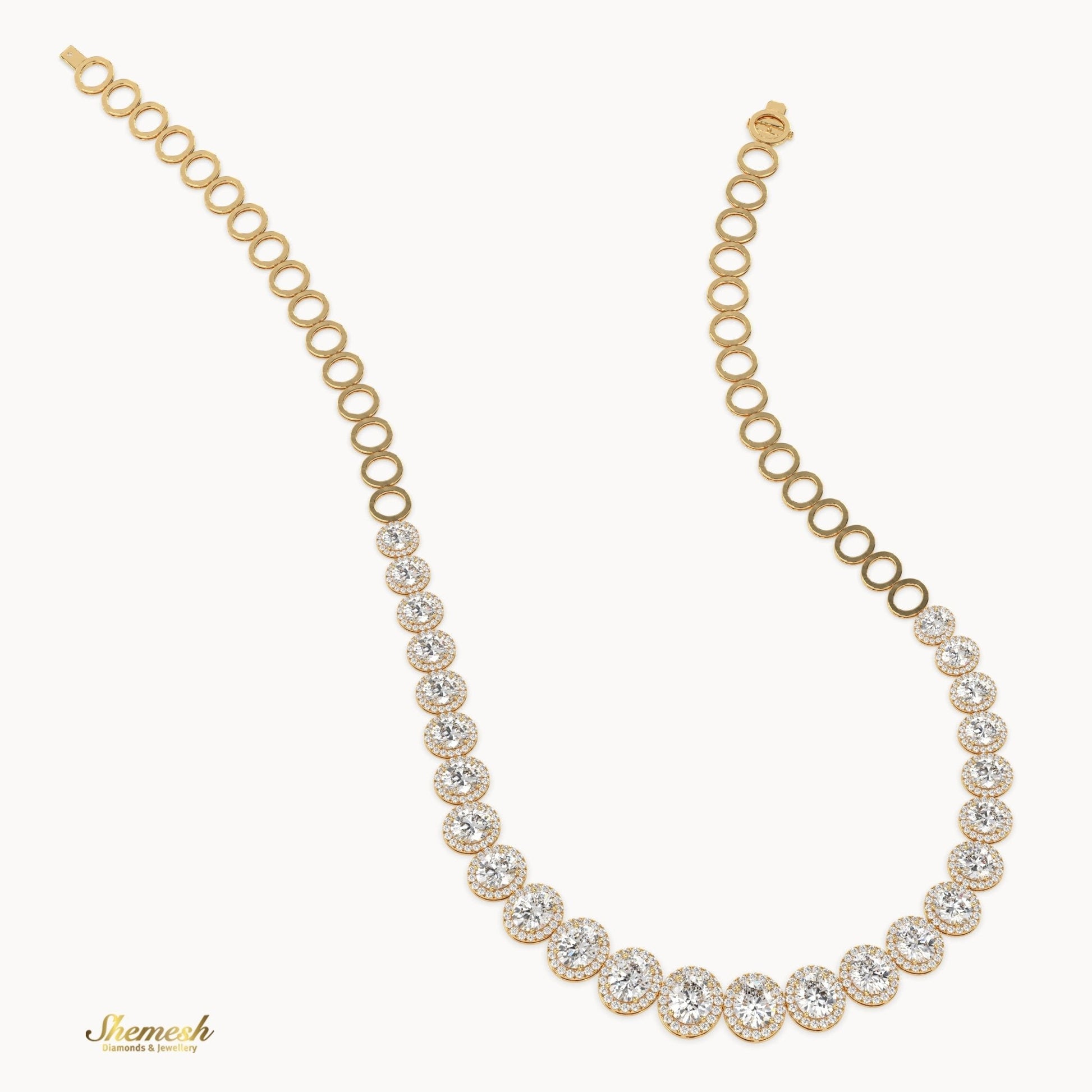 18K Gold Half Eternity Oval Diamond Necklace - shemesh_diamonds