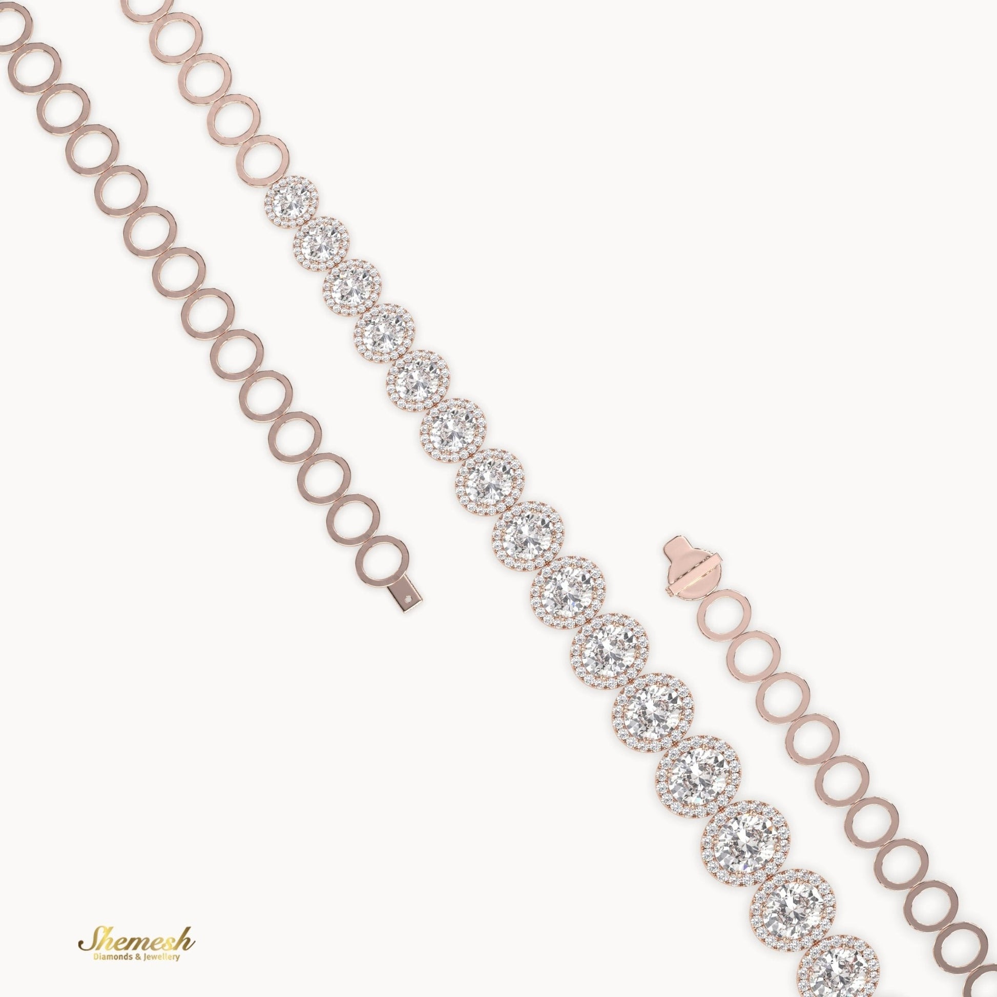 18K Gold Half Eternity Oval Diamond Necklace - shemesh_diamonds