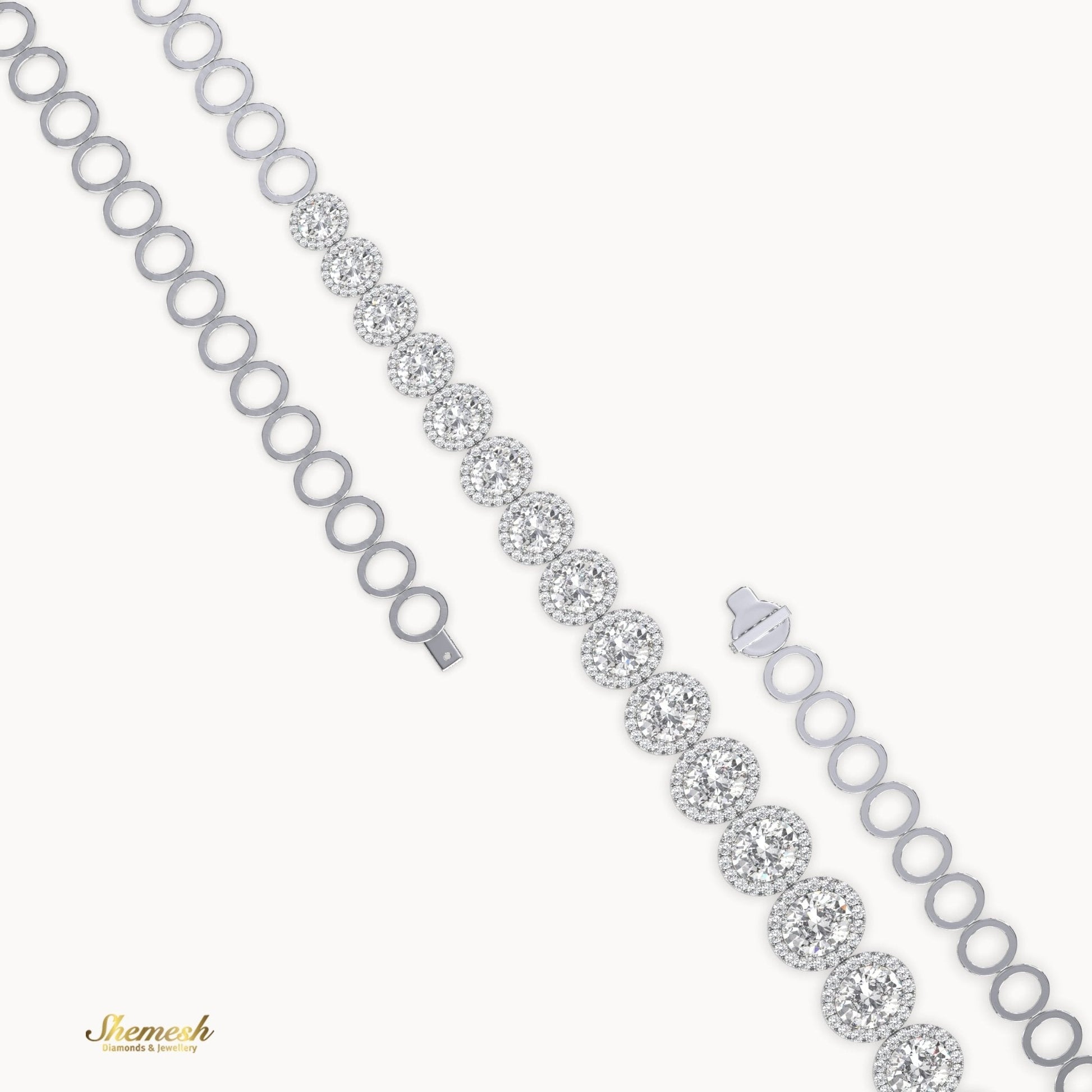 18K Gold Half Eternity Oval Diamond Necklace - shemesh_diamonds