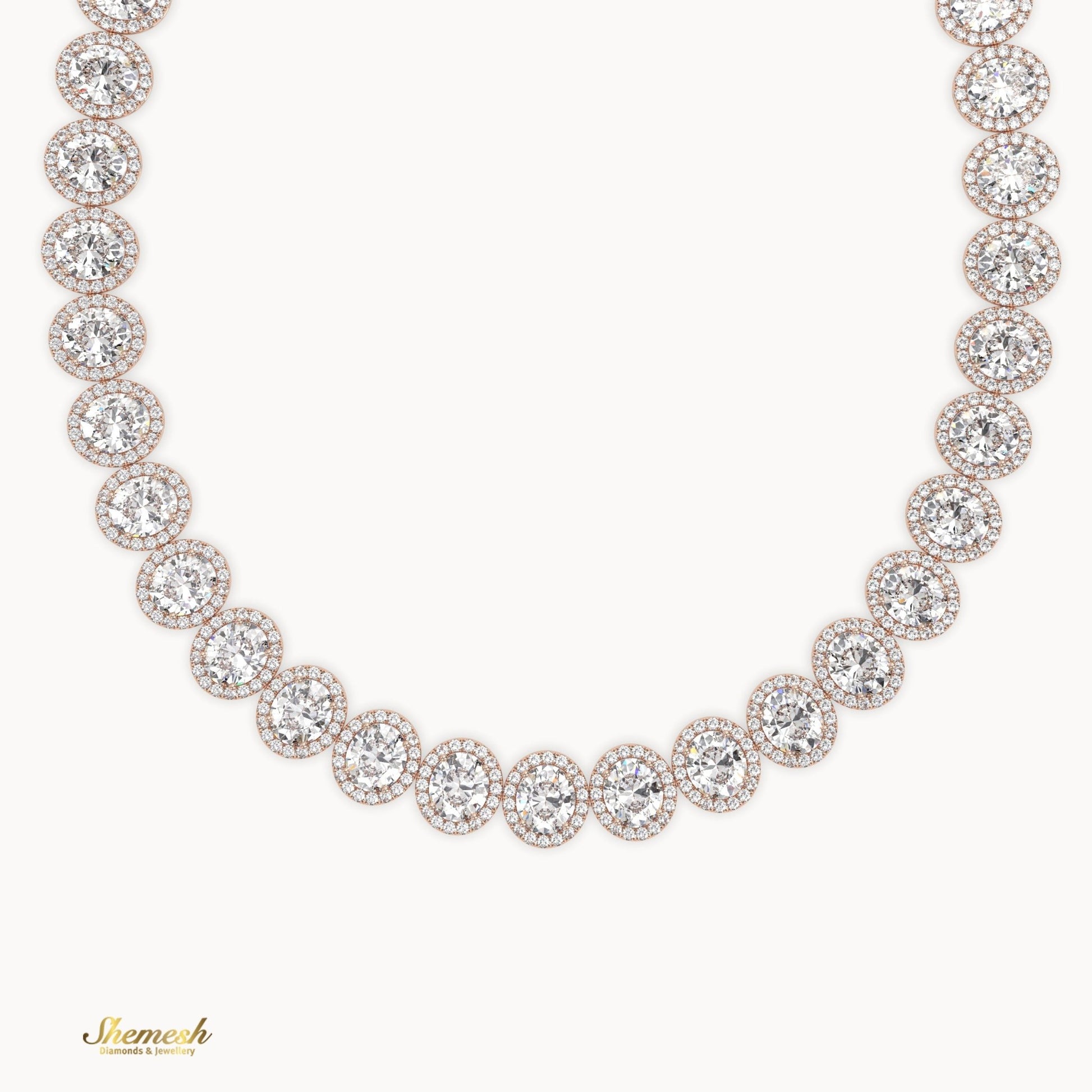 18K Gold Eternity Oval Shaped Diamond Necklace - shemesh_diamonds