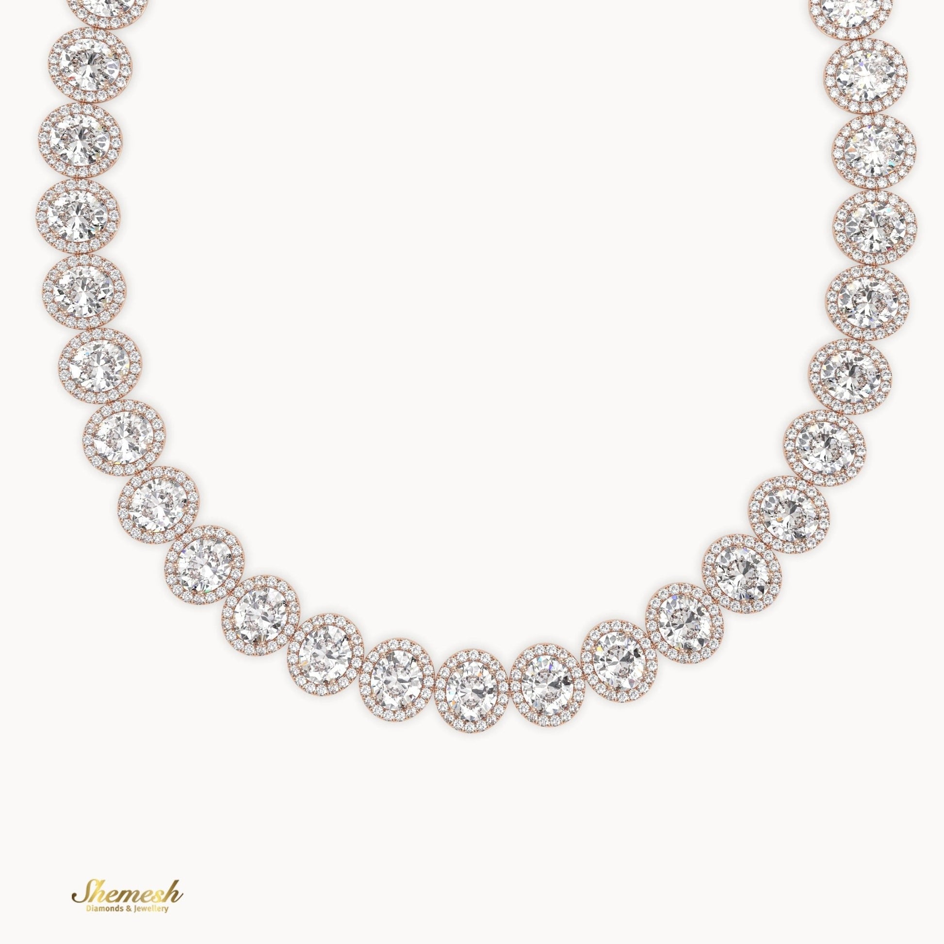 18K Gold Eternity Oval Shaped Diamond Necklace - shemesh_diamonds