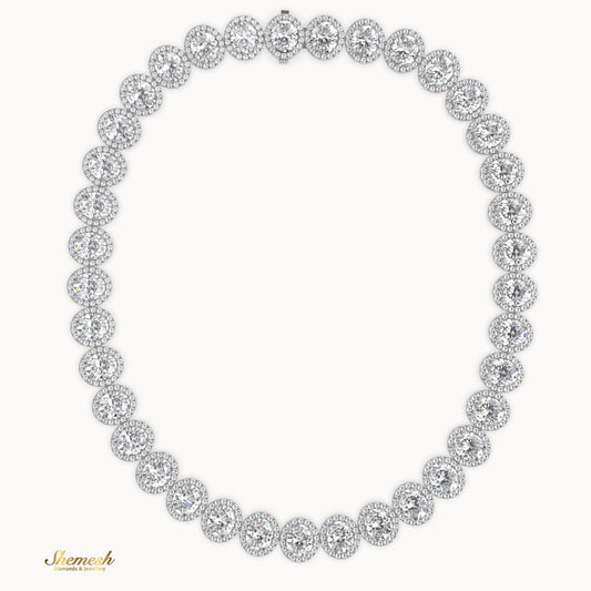 18K Gold Eternity Oval Shaped Diamond Necklace - shemesh diamonds