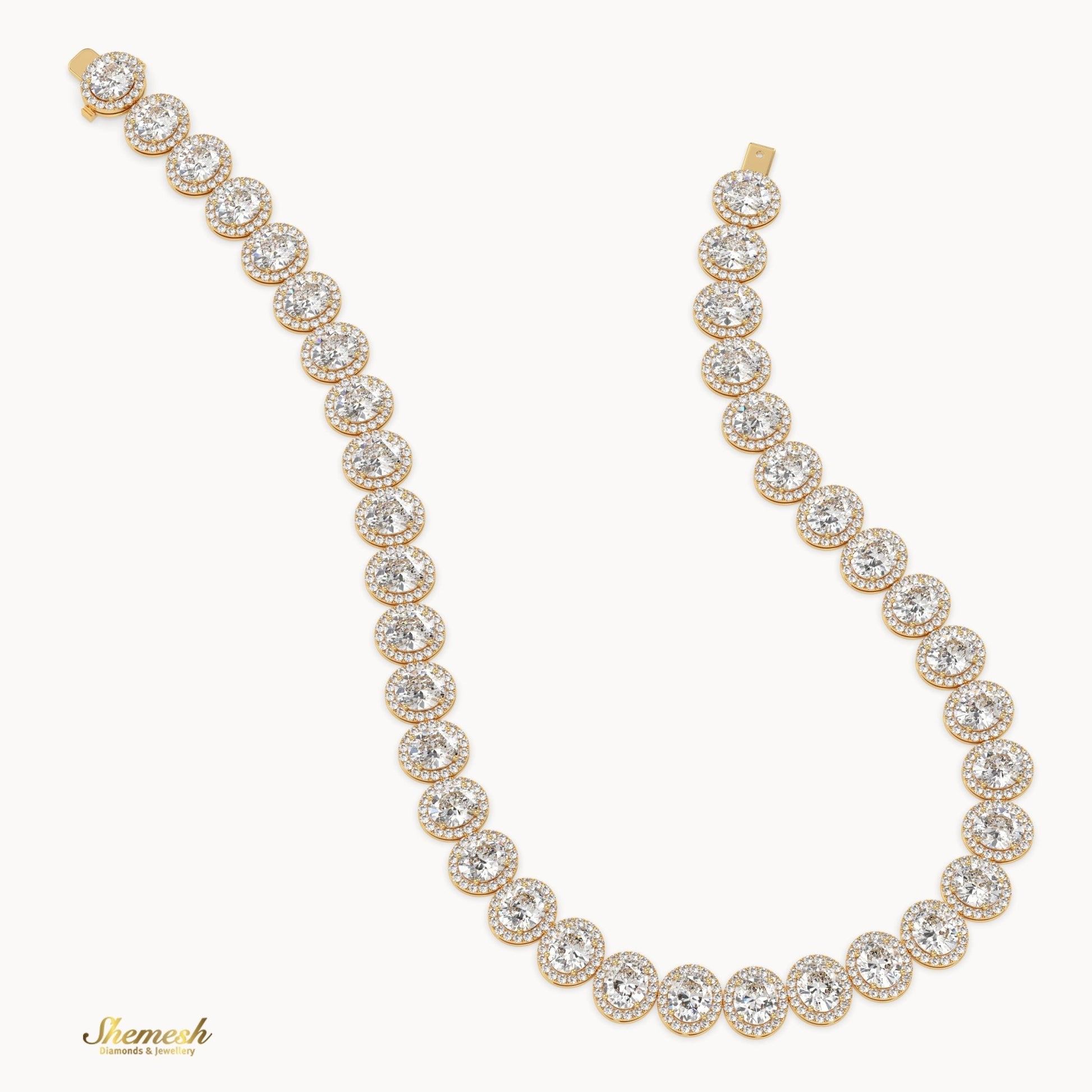 18K Gold Eternity Oval Shaped Diamond Necklace - shemesh_diamonds