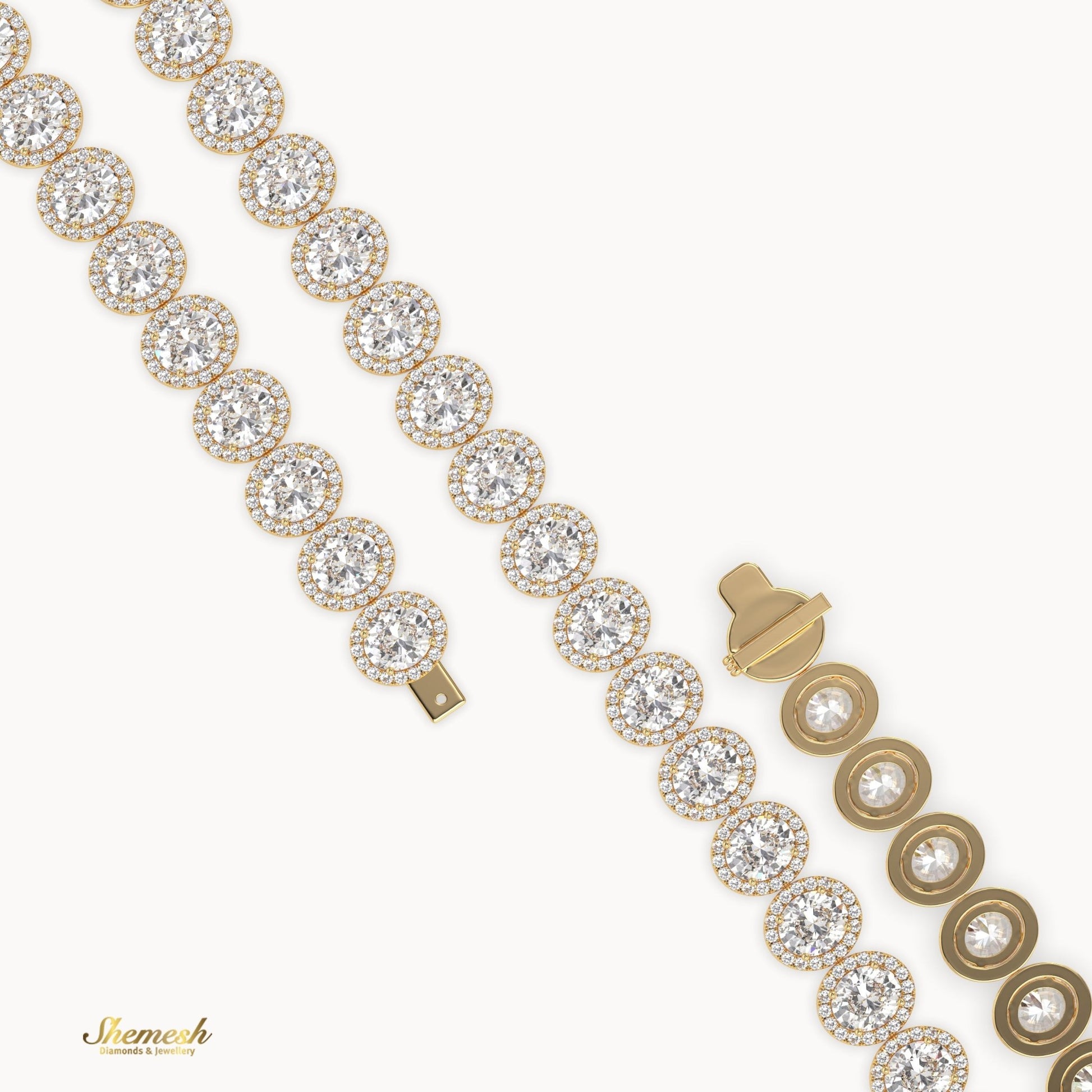 18K Gold Eternity Oval Shaped Diamond Necklace - shemesh_diamonds