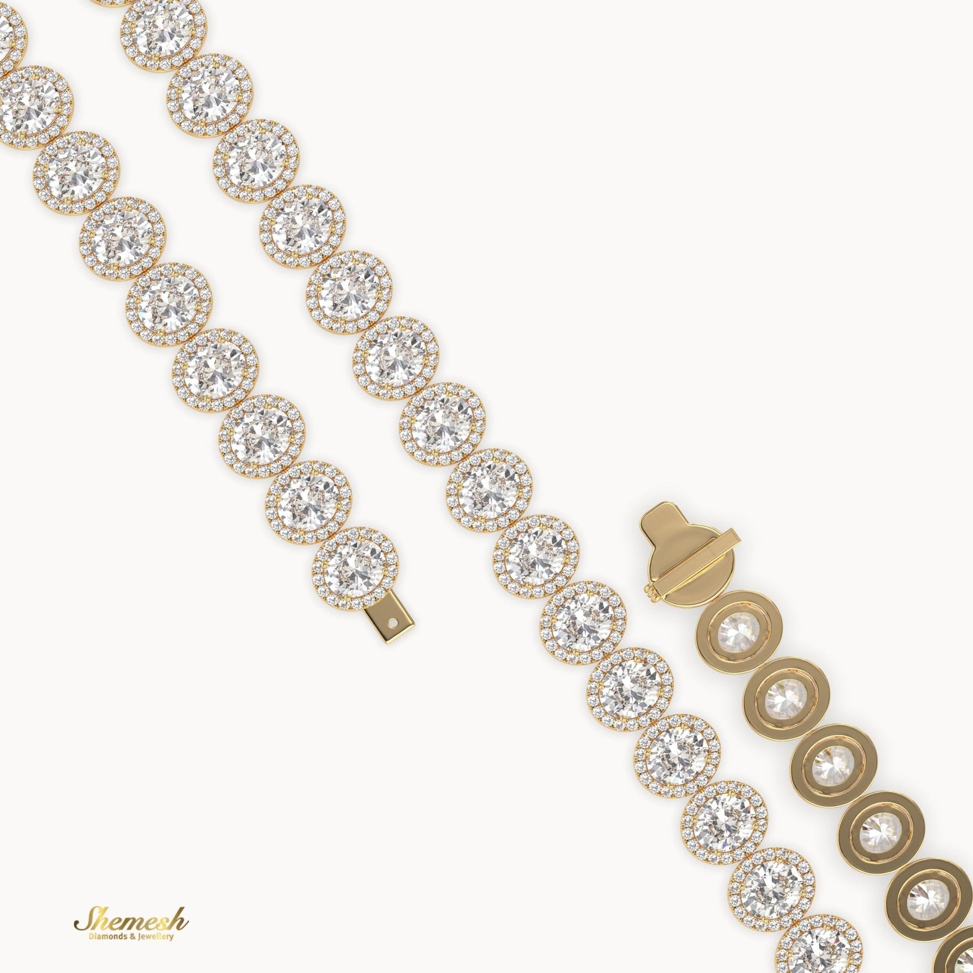 18K Gold Eternity Oval Shaped Diamond Necklace - shemesh_diamonds