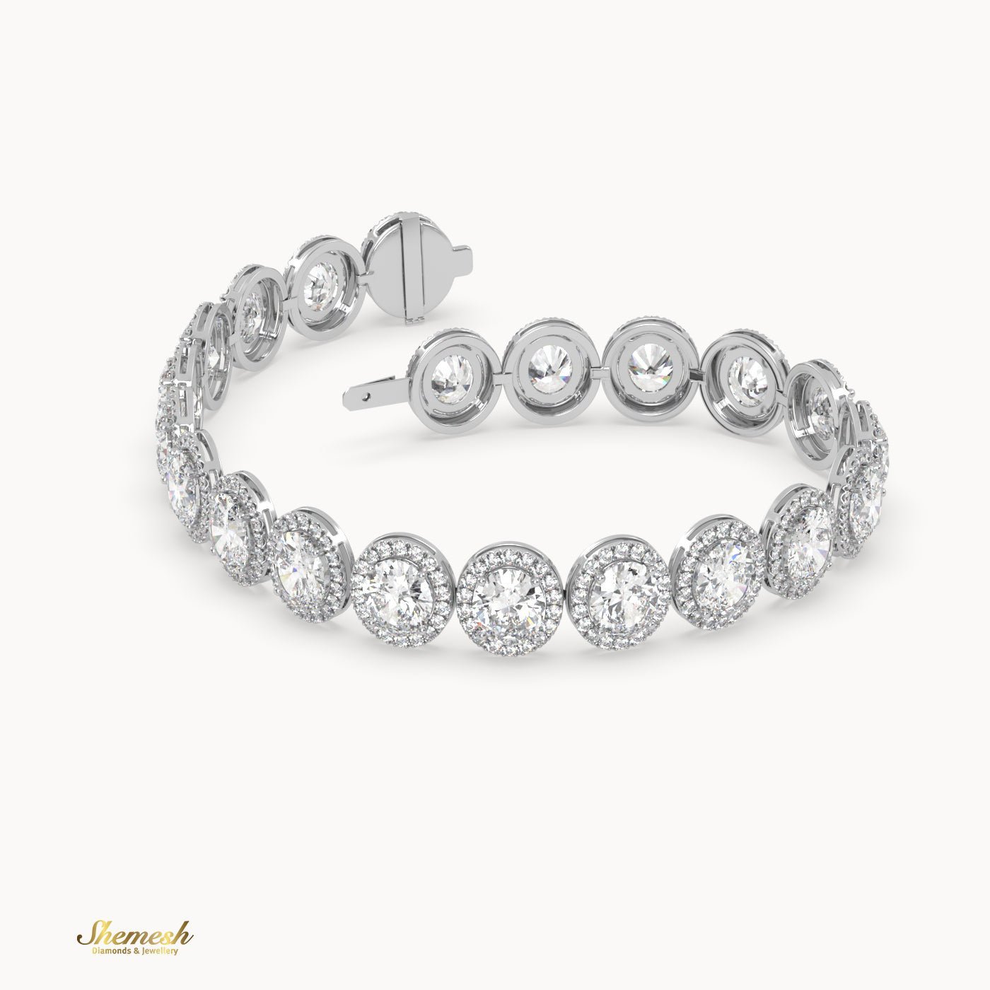 18K Gold Full Oval Diamond Halo Bracelet - shemesh_diamonds