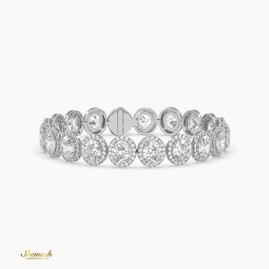 18K Gold Full Oval Diamond Halo Bracelet - shemesh_diamonds