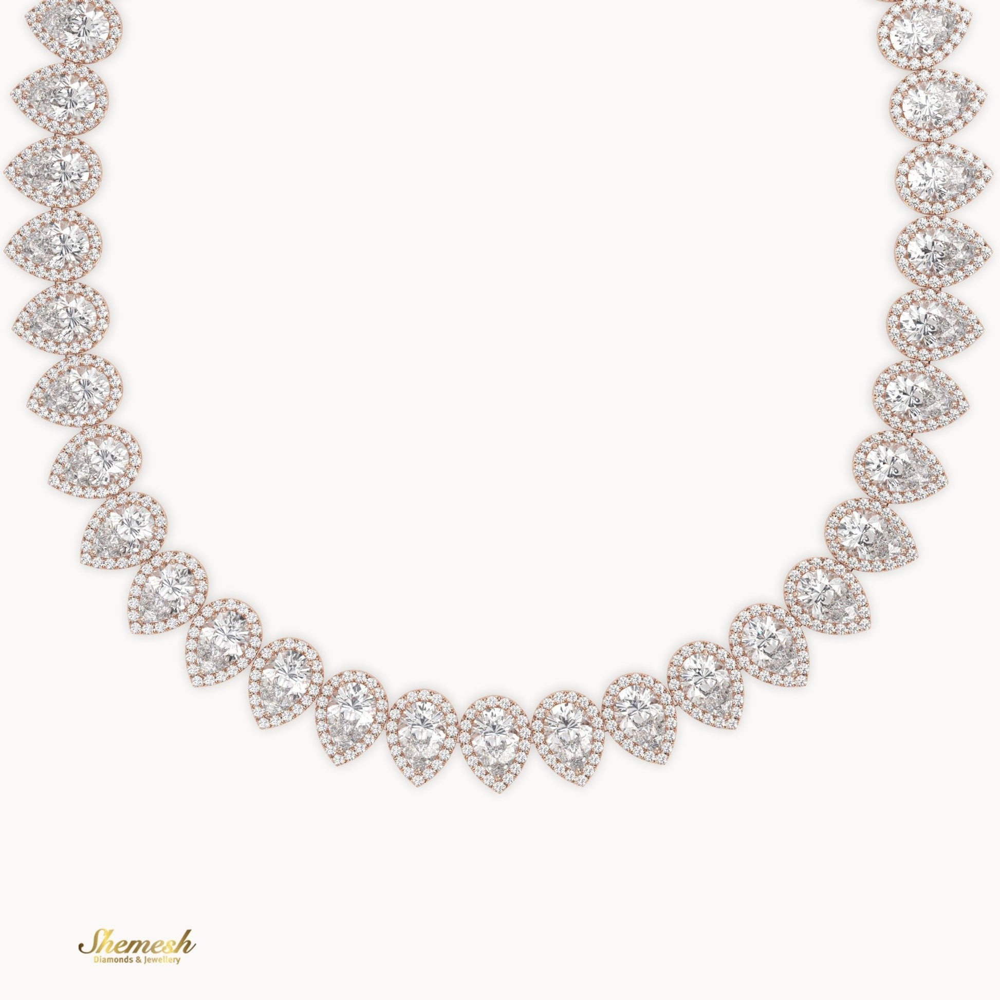 18K Gold Full Eternity Pear Shaped Diamond Necklace - shemesh_diamonds