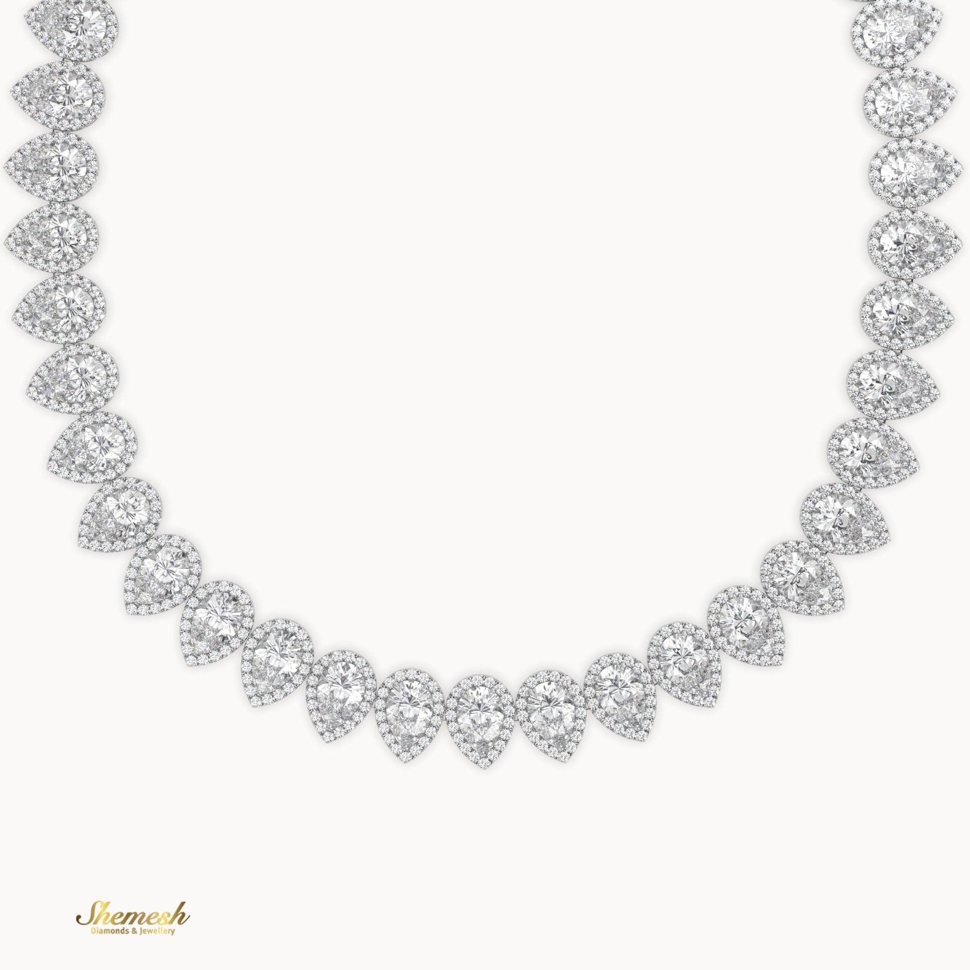 18K Gold Full Eternity Pear Shaped Diamond Necklace - shemesh_diamonds