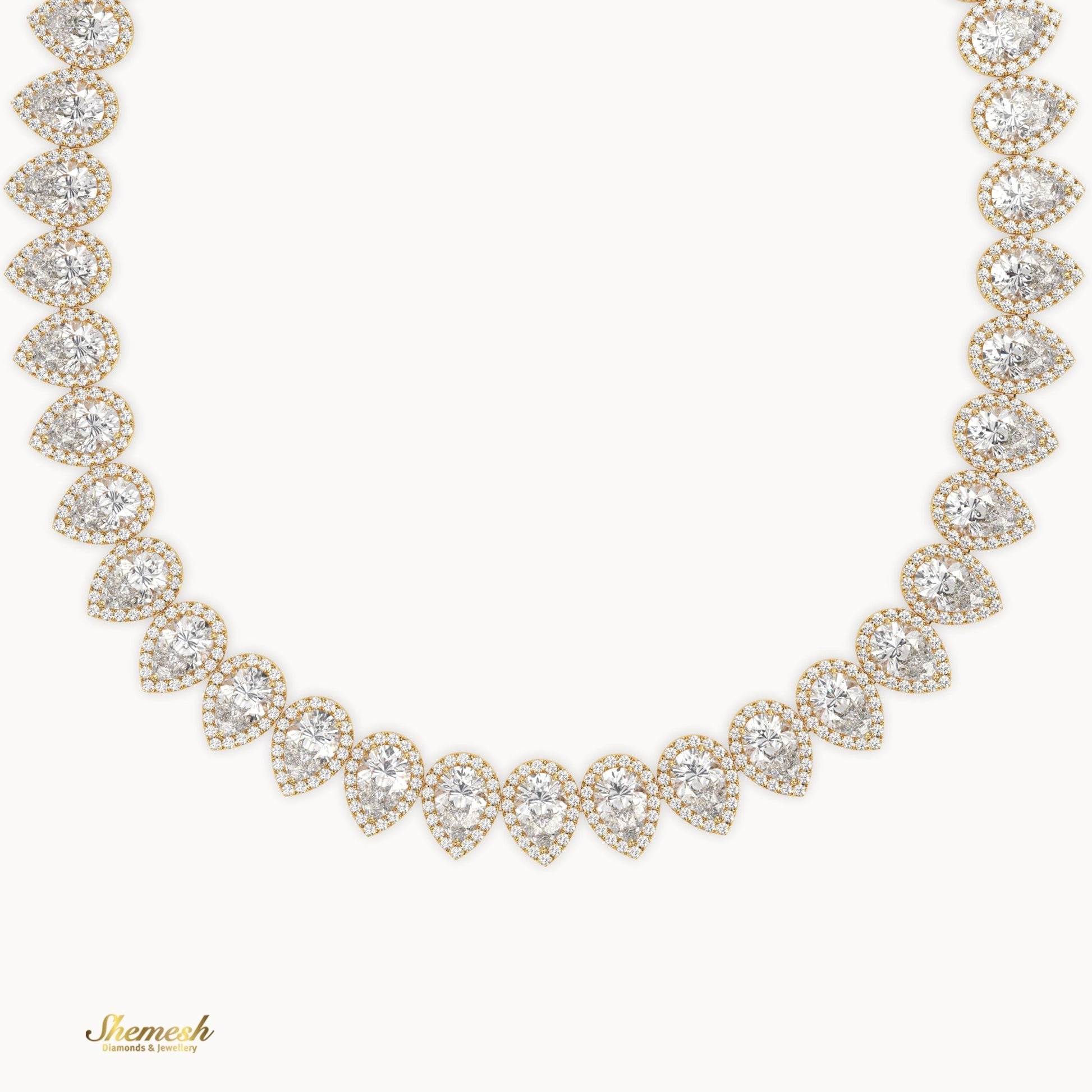 18K Gold Full Eternity Pear Shaped Diamond Necklace - shemesh_diamonds