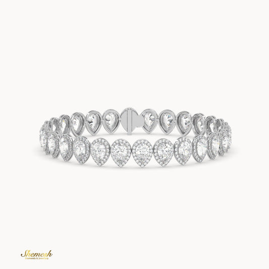 18K Gold Pear Shape Diamond Eternity Halo Bracelet - shemesh_diamonds