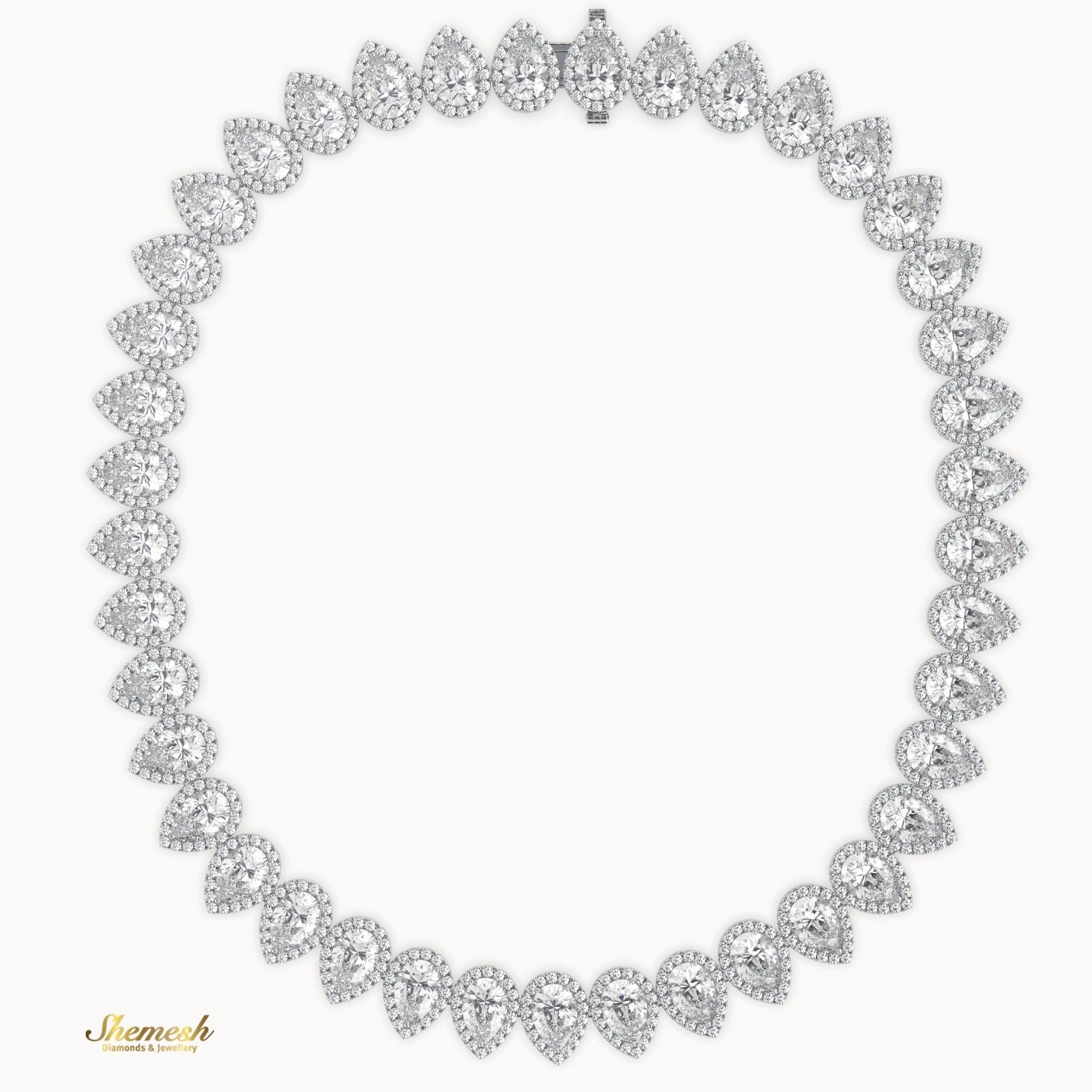 18K Gold Full Eternity Pear Shaped Diamond Necklace - shemesh_diamonds